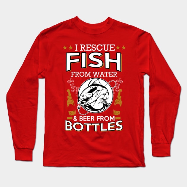 Rescue Fish & Beer Long Sleeve T-Shirt by mooby21